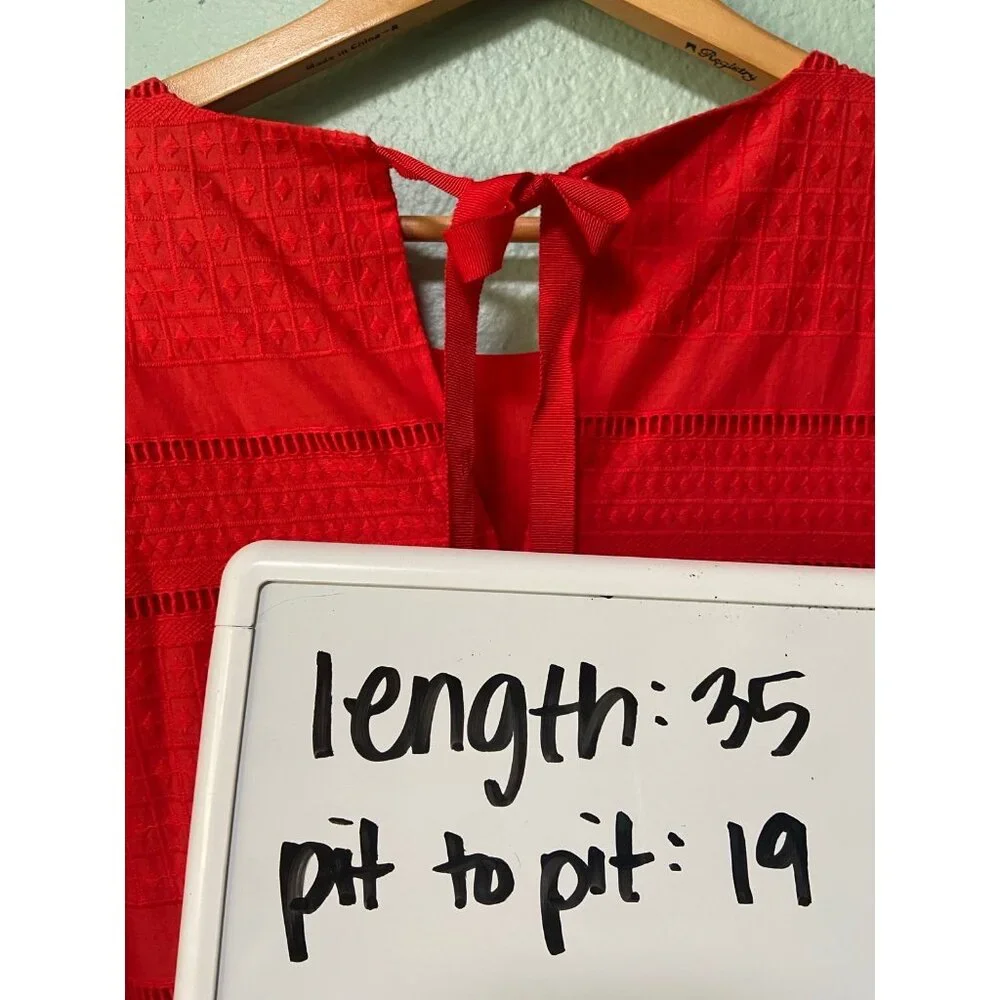 J. Crew Women's Red Orange Flutter Sleeve‎ Knee Length Dress Size 8